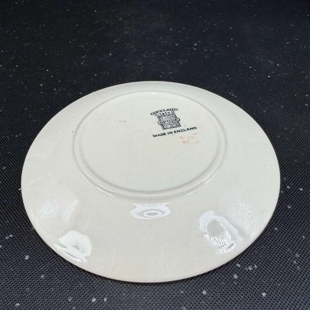 Copeland Late Spode Ashtray Floral Butterfly England Vintage 5 Inch Cream Red